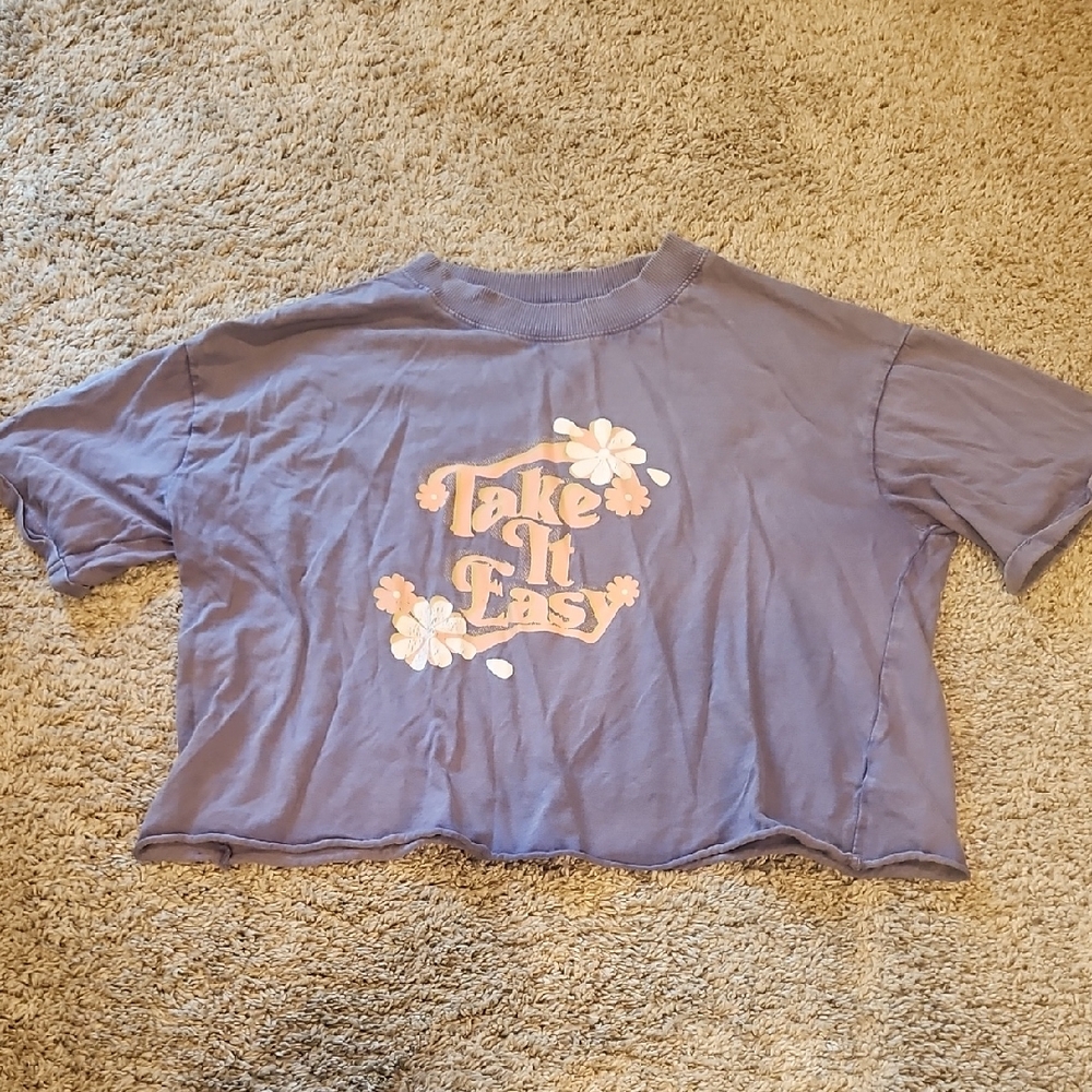 Teen Purple Graphic Crop Top